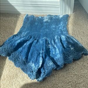 Hand made Blue Tie-Dye Smocked Shorts